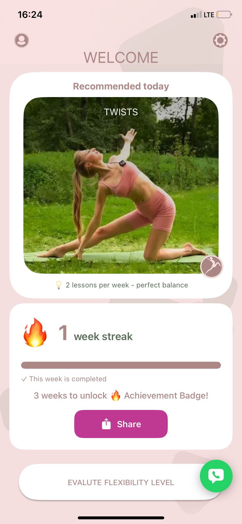 So Happy Stretching App — Home Screen